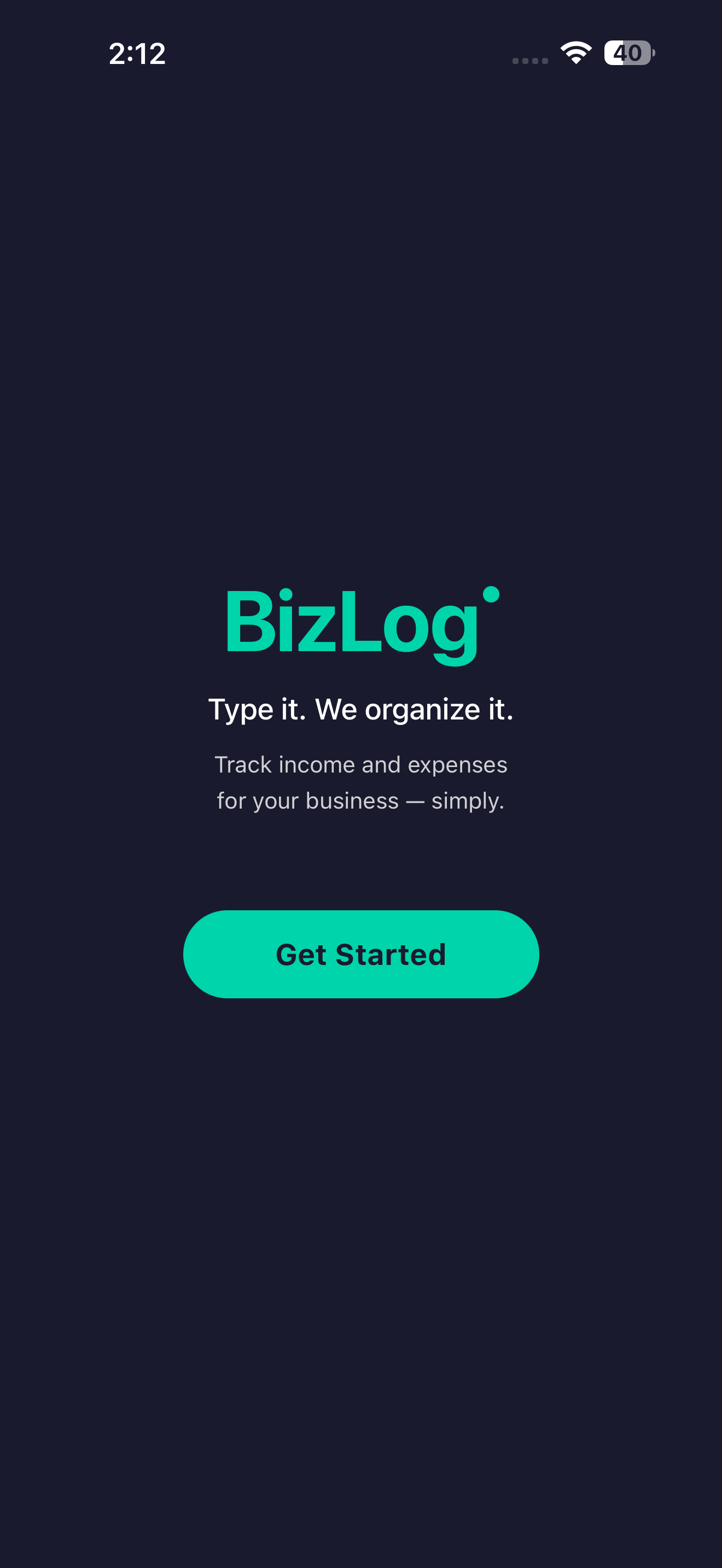 BizLog splash screen